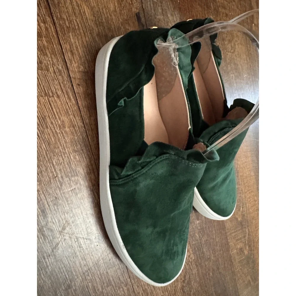 Kate Spade New York Green Suede Ruffle Slip On Sneakers Women's Size 6